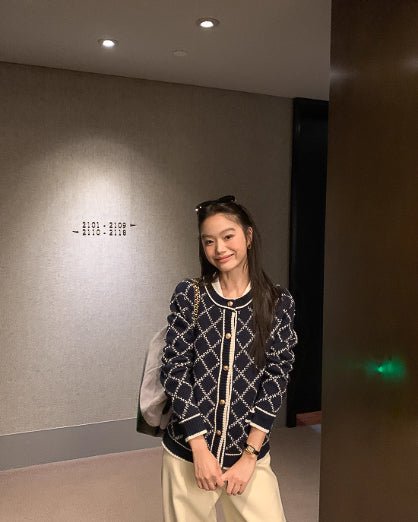 ダイヤモンドジャガードニットジャケット - ivonir