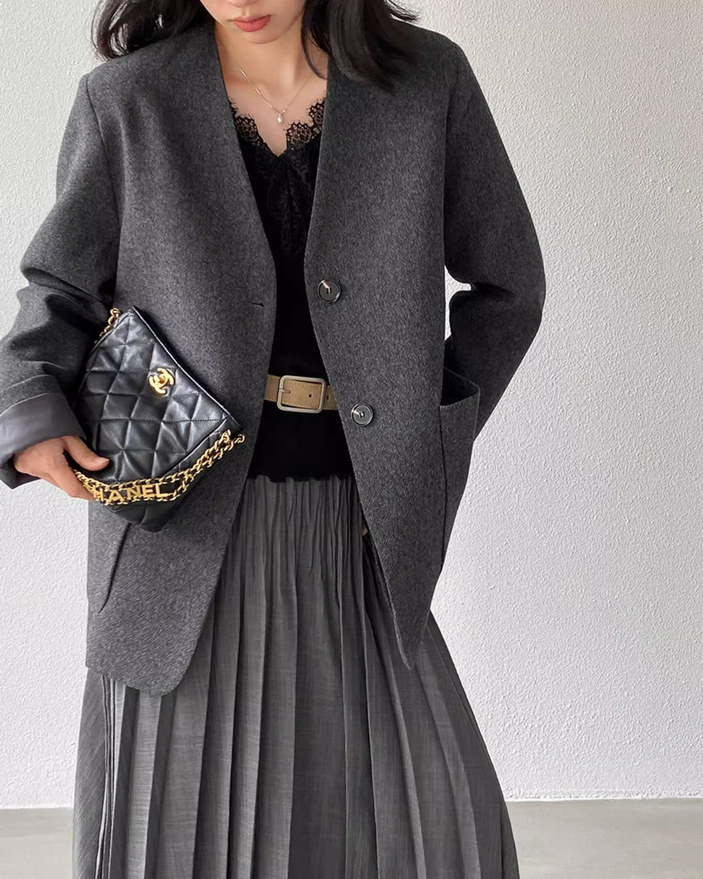 ノーカラージャケットコート - ivonir