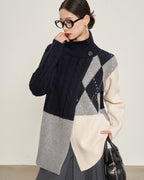 ブロックハイネックニット - ivonir