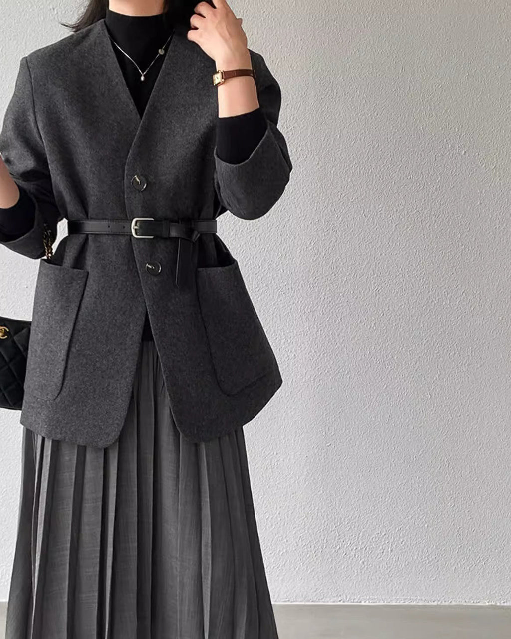 ノーカラージャケットコート - ivonir