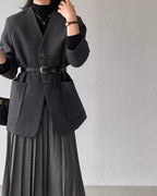 ノーカラージャケットコート - ivonir