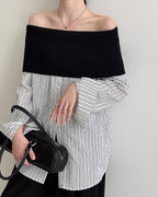 ハイクラスオフショル ストライプシャツ - ivonir