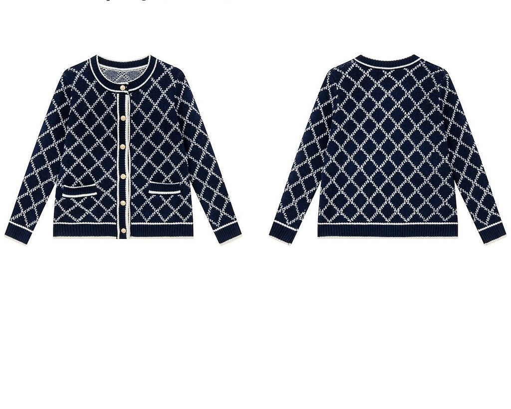 ダイヤモンドジャガードニットジャケット - ivonir