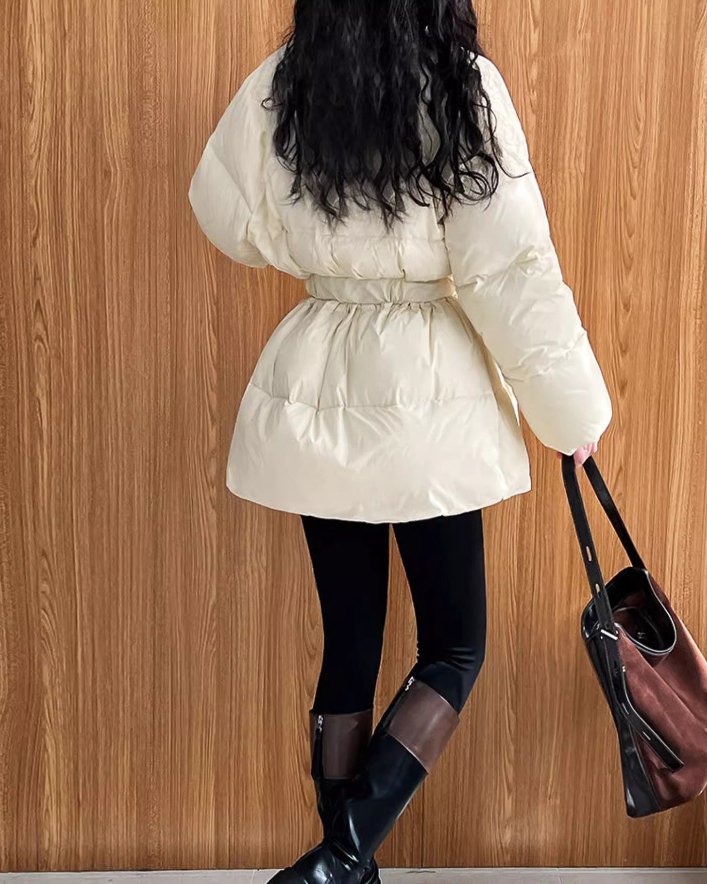 ノーカラーダウンコート - ivonir