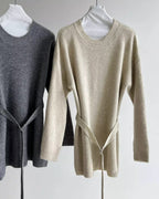 ベルト付きロングニット - ivonir