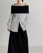 ハイクラスオフショル ストライプシャツ - ivonir