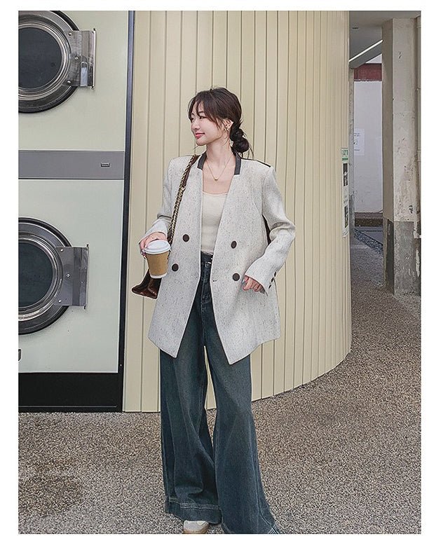 バイカラーレザージャケット - ivonir