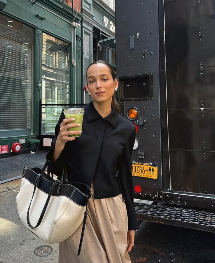 レザー×キャンバス ツートントートバッグ - ivonir