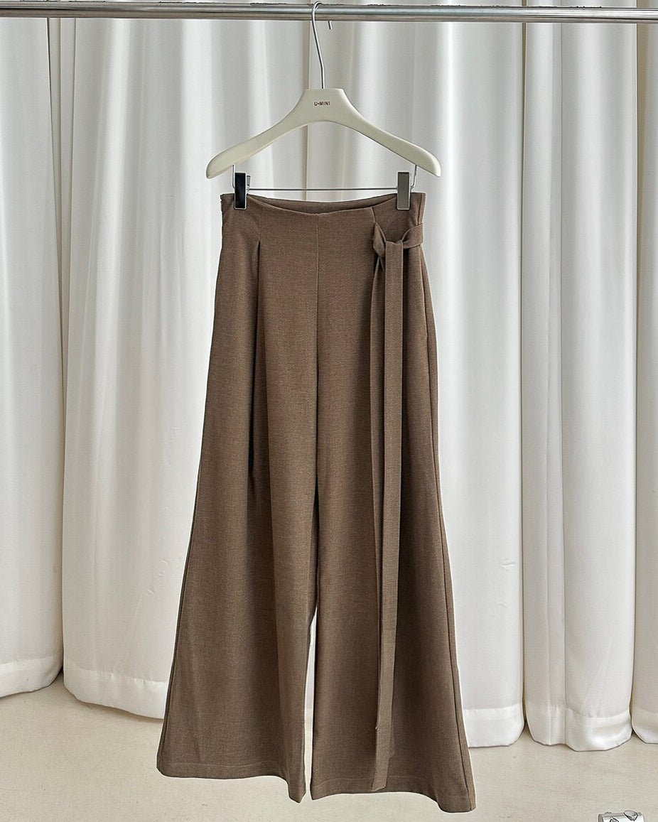 ウエストリボン ウールパンツ - ivonir