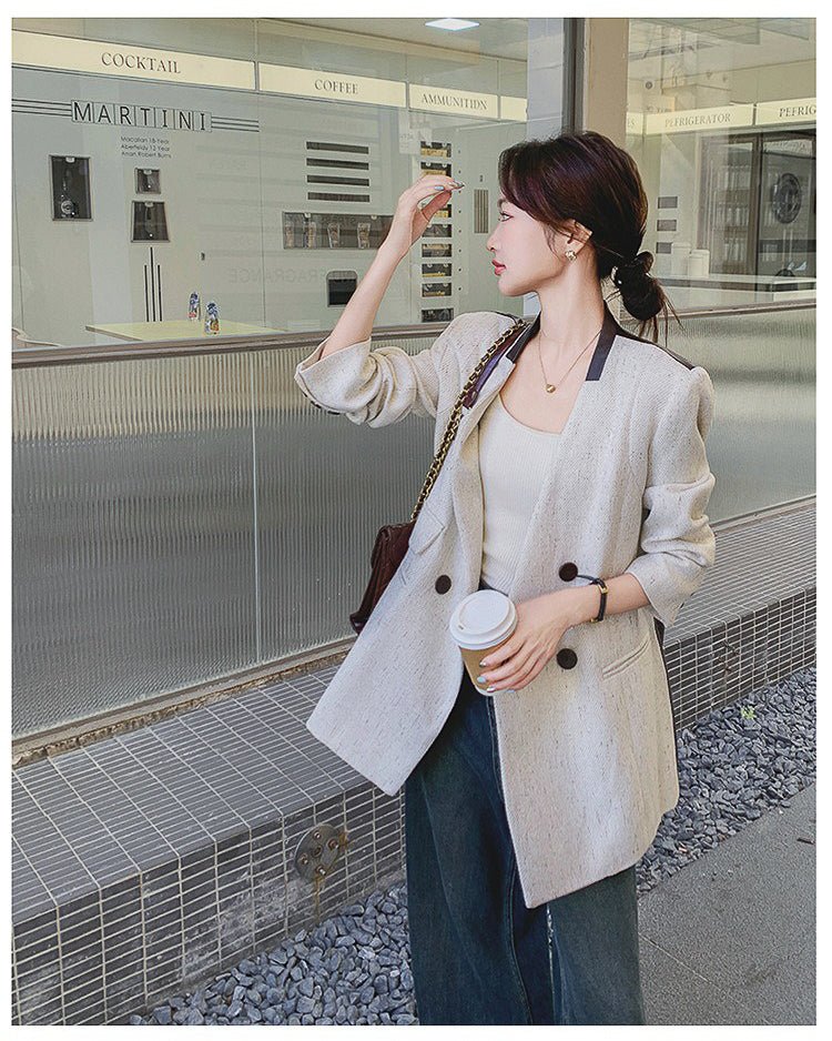 バイカラーレザージャケット - ivonir