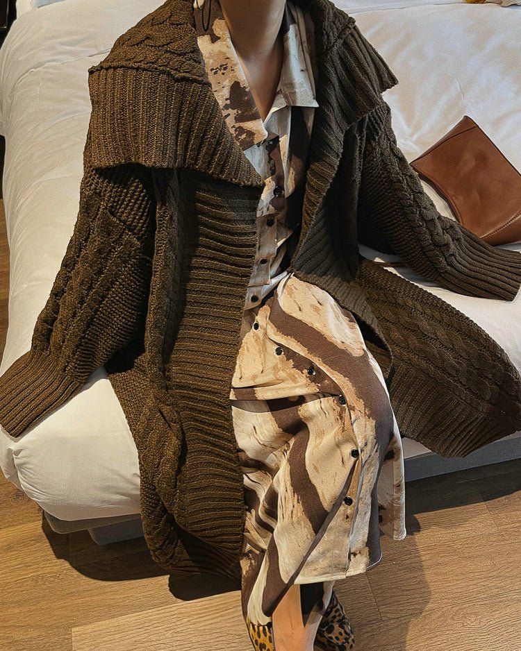 ブラウンアートワンピース - ivonir