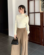 ウエストリボン ウールパンツ - ivonir