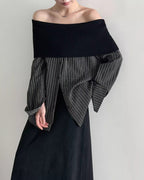 ハイクラスオフショル ストライプシャツ - ivonir