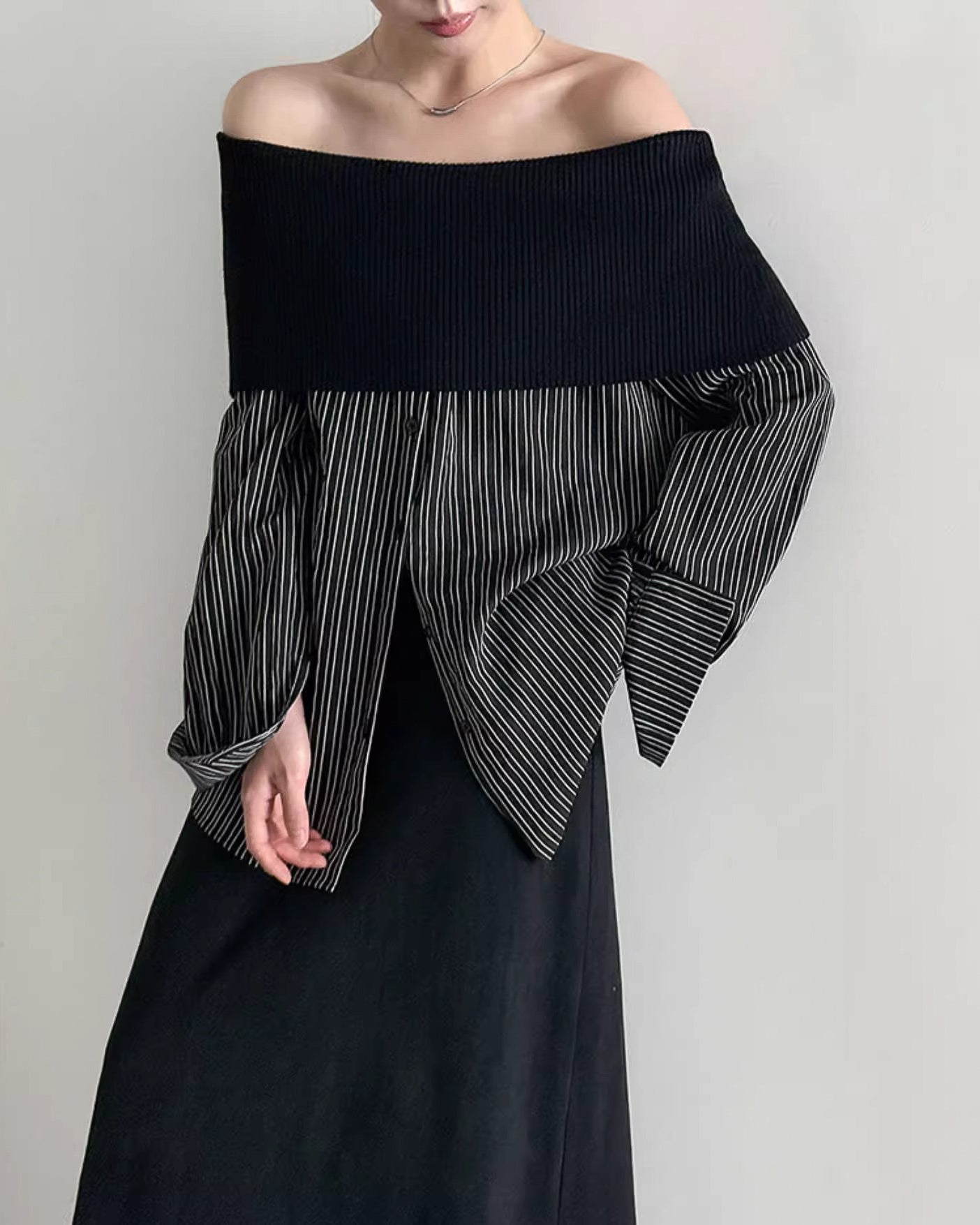 ハイクラスオフショル ストライプシャツ - ivonir