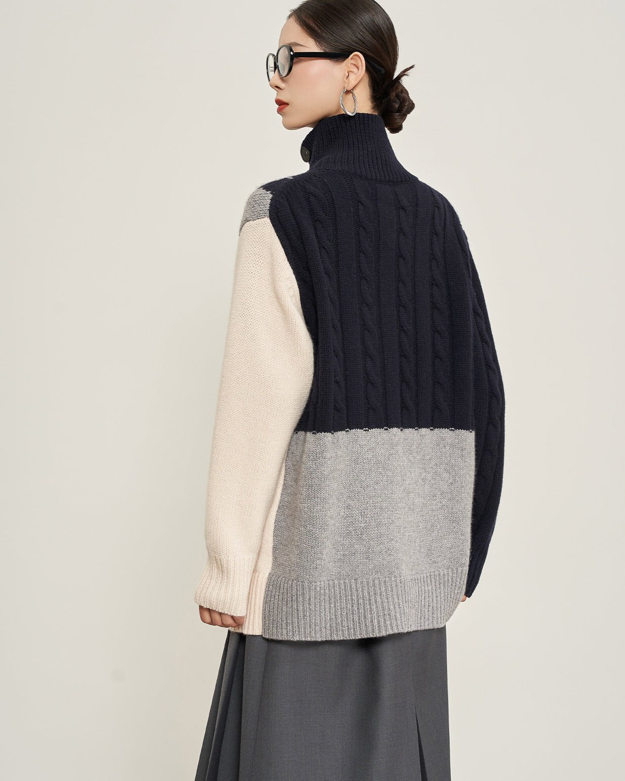 ブロックハイネックニット - ivonir