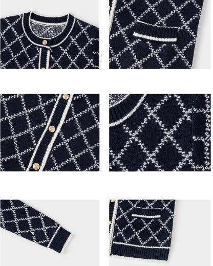 ダイヤモンドジャガードニットジャケット - ivonir