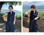 【set up】-denim-ワイドレッグ セットアップ