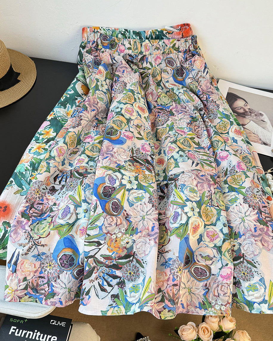 フレンチレトロ アートフレアースカート