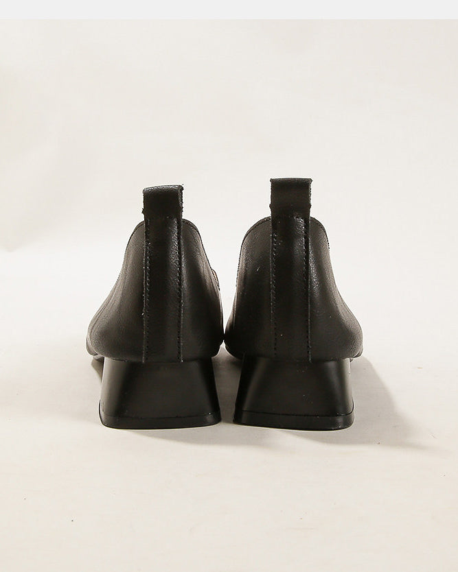 【本革】レザーVカット ローヒールパンプス