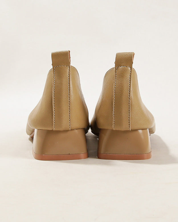 【本革】レザーVカット ローヒールパンプス