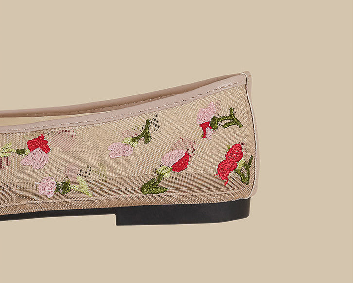 ボタニカル刷繍 シアーバレエフラット