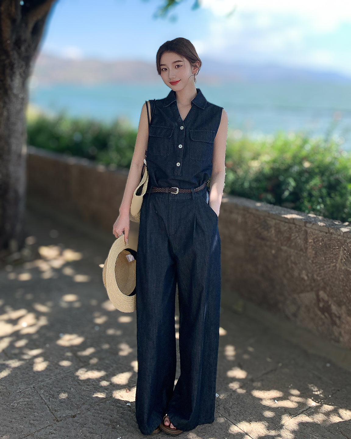 【set up】-denim-ワイドレッグ セットアップ