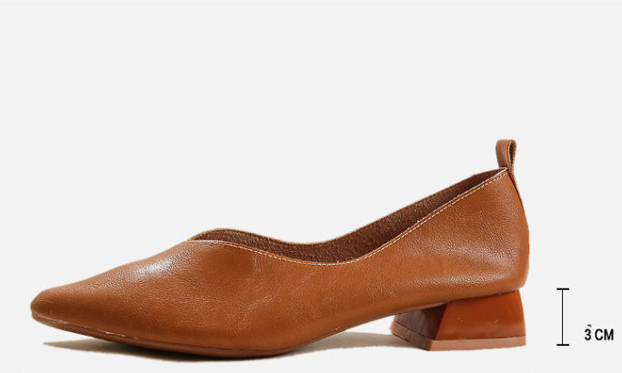 【本革】レザーVカット ローヒールパンプス