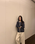 ダイヤモンドジャガードニットジャケット - ivonir