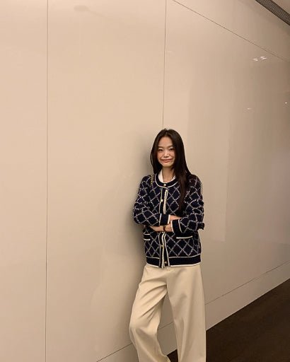 ダイヤモンドジャガードニットジャケット - ivonir