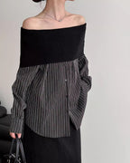 ハイクラスオフショル ストライプシャツ - ivonir