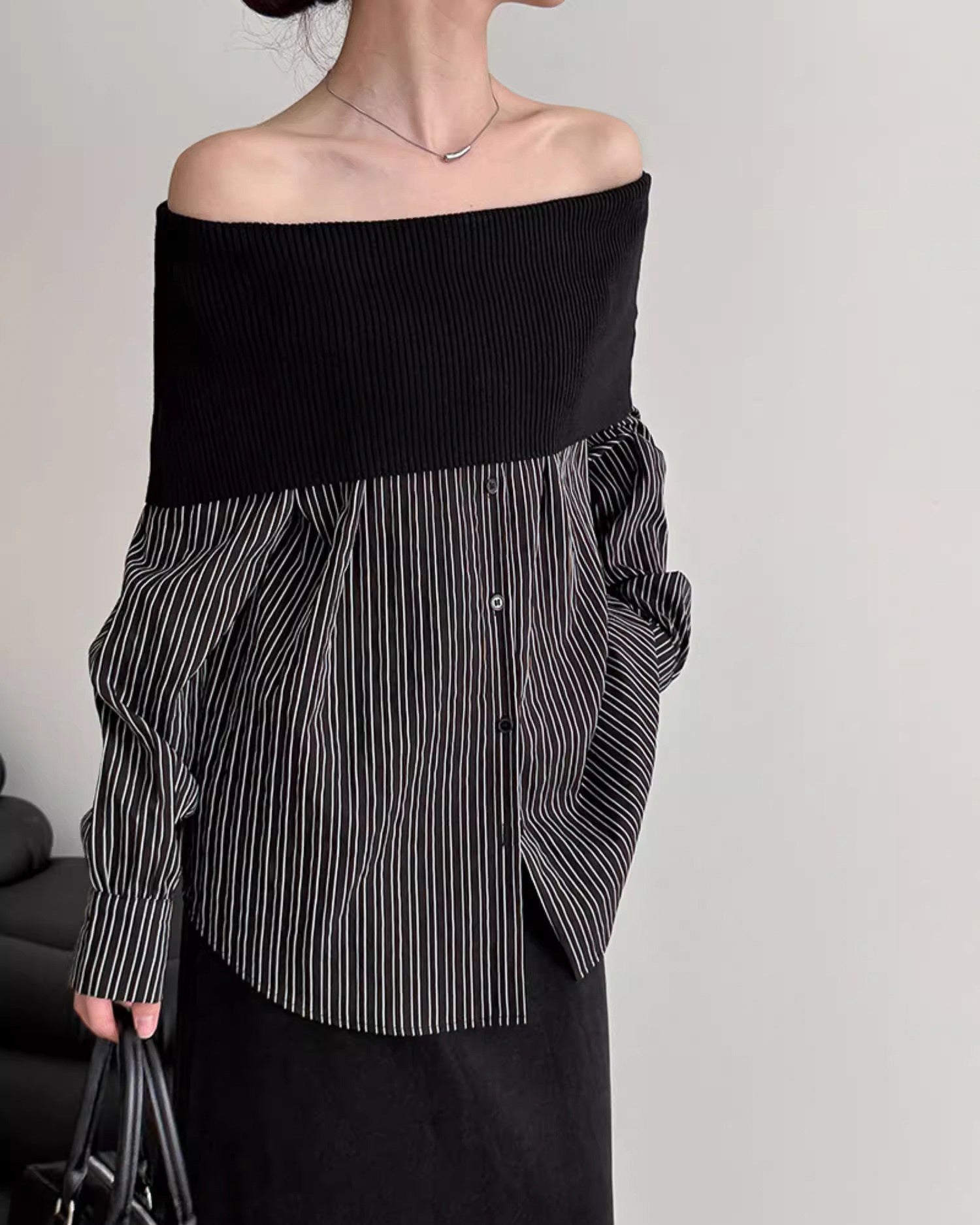 ハイクラスオフショル ストライプシャツ - ivonir