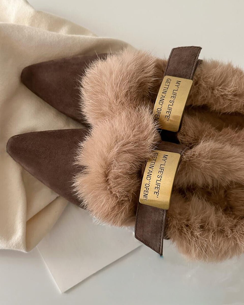 ファー ポインテッドトゥシューズ〜上品かわいい〜 - ivonir