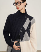 ブロックハイネックニット - ivonir