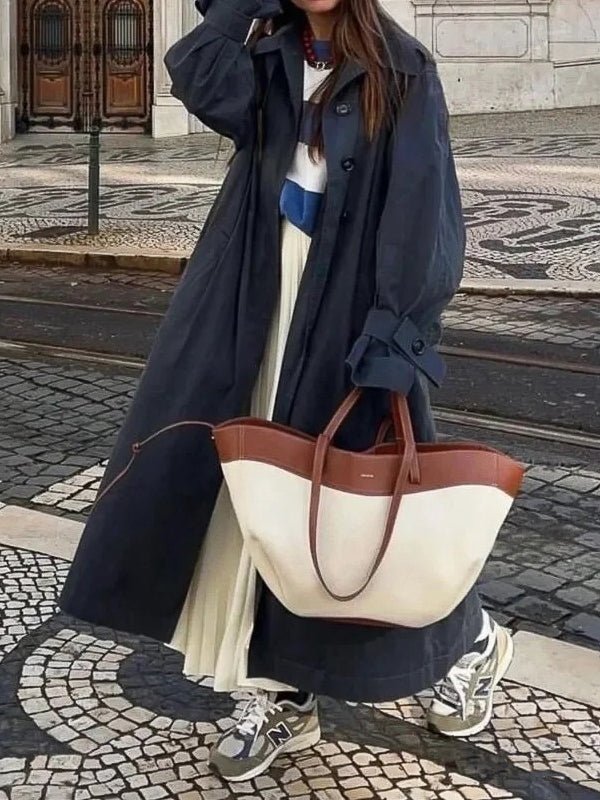 レザー×キャンバス ツートントートバッグ - ivonir