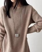 ベルト付きロングニット - ivonir