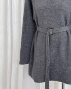 ベルト付きロングニット - ivonir