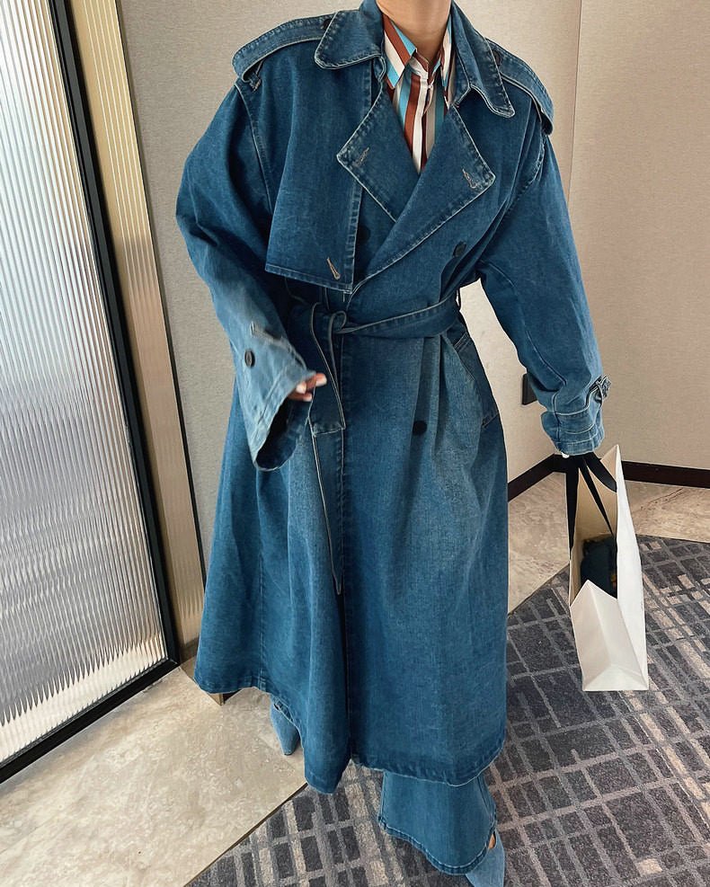 デニム ロングトレンチコート〜洗練されたシルエット〜 - ivonir