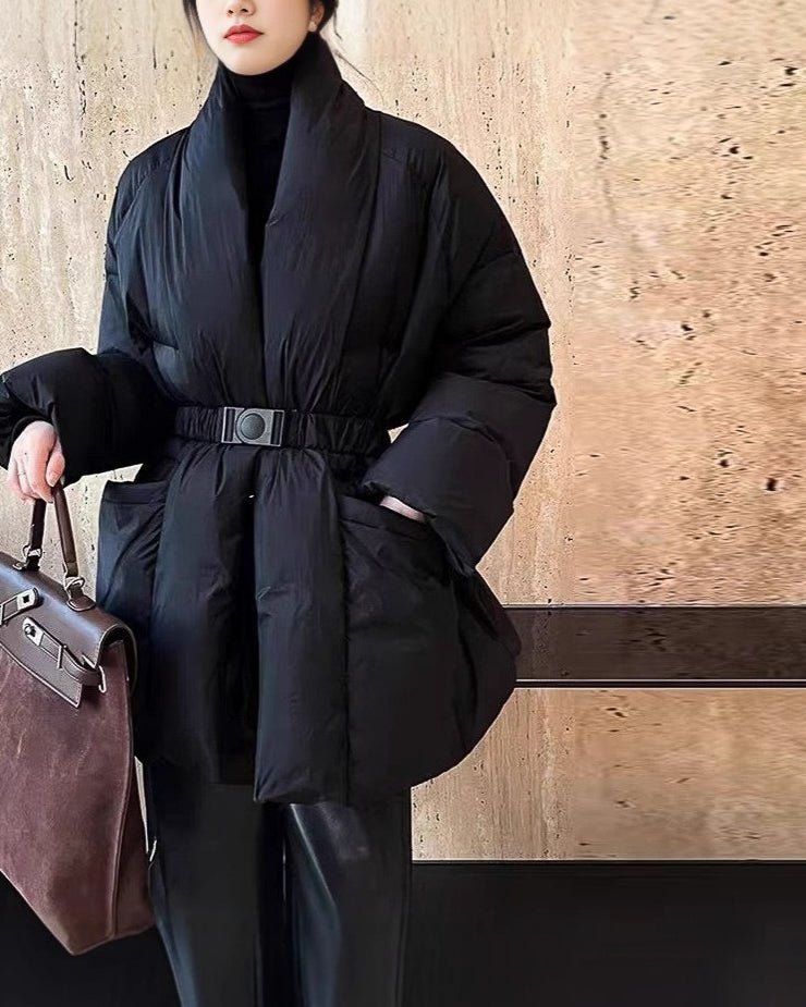 ノーカラーダウンコート - ivonir