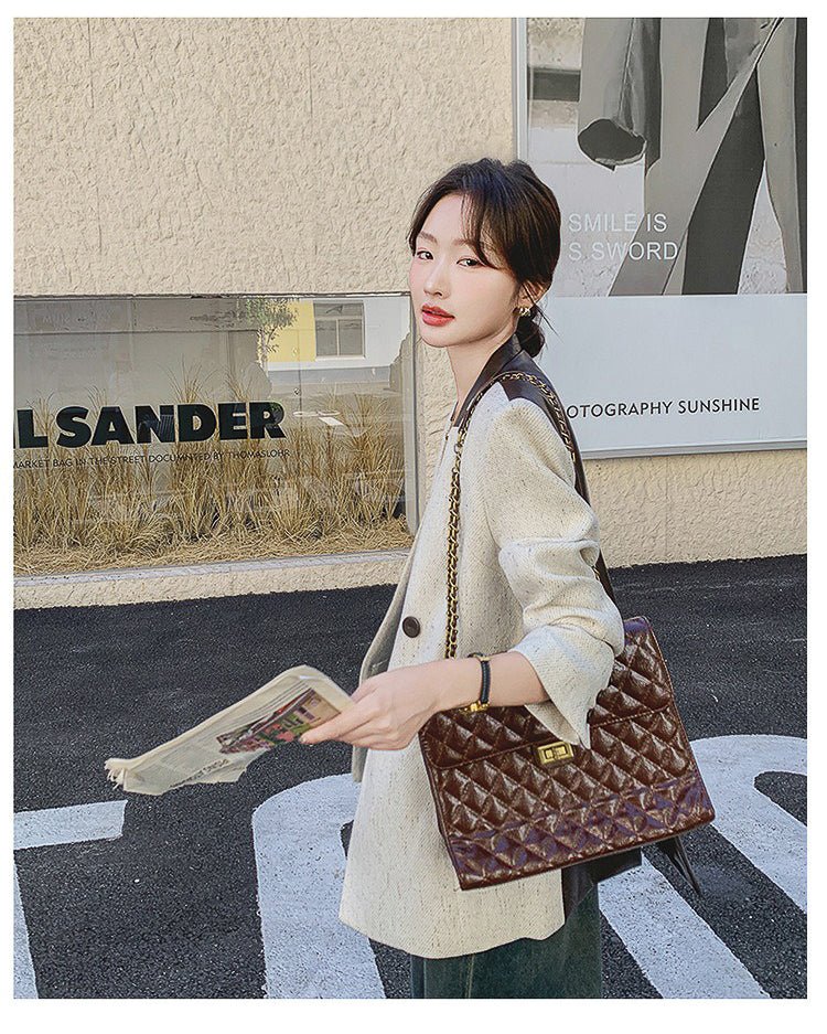 バイカラーレザージャケット - ivonir