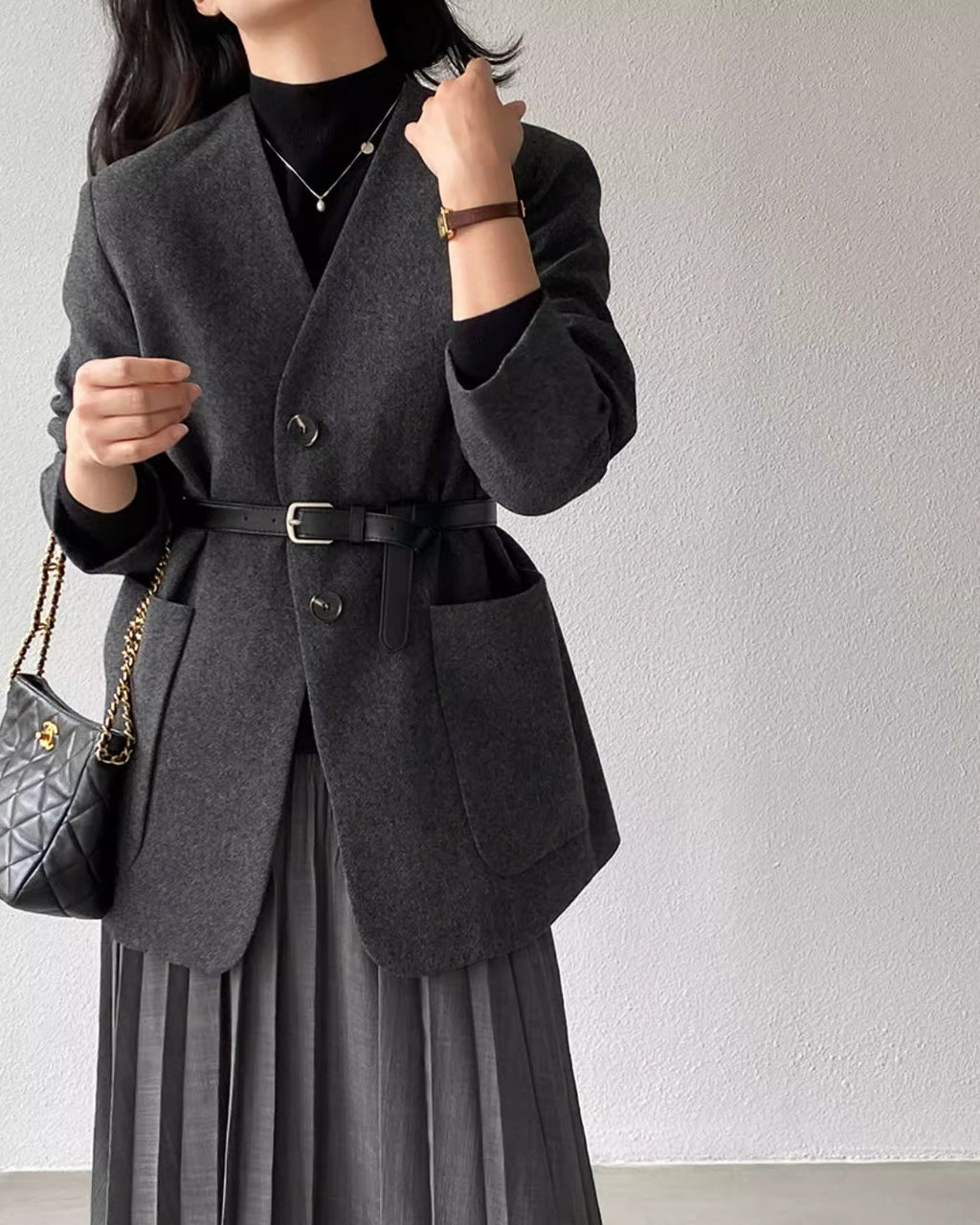 ノーカラージャケットコート - ivonir