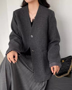 ノーカラージャケットコート - ivonir