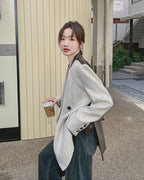 バイカラーレザージャケット - ivonir