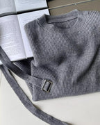 ベルト付きロングニット - ivonir