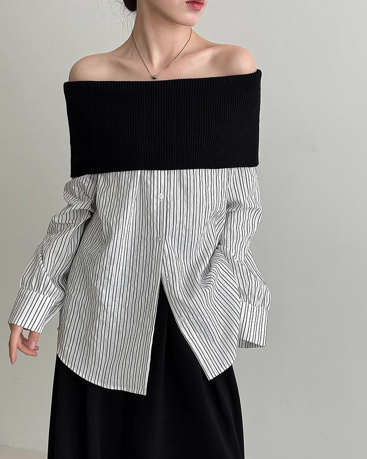 ハイクラスオフショル ストライプシャツ - ivonir