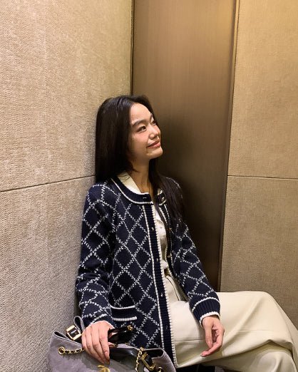 ダイヤモンドジャガードニットジャケット - ivonir