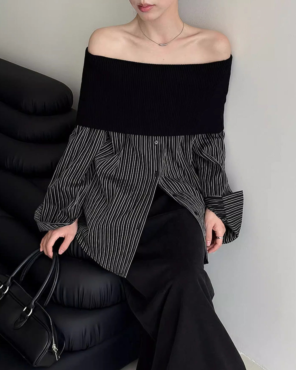 ハイクラスオフショル ストライプシャツ - ivonir