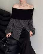 ハイクラスオフショル ストライプシャツ - ivonir