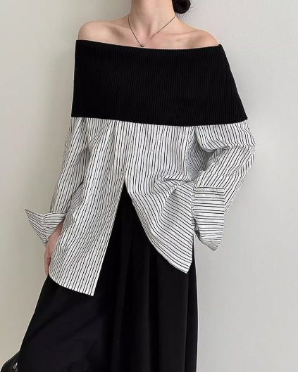 ハイクラスオフショル ストライプシャツ - ivonir