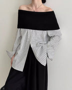 ハイクラスオフショル ストライプシャツ - ivonir