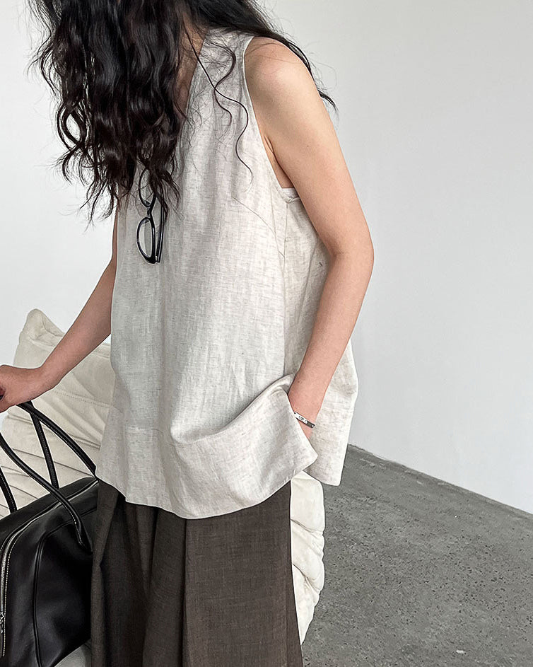 -linen- ホルターネック Aライントップス